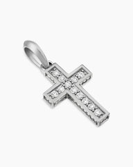 Pavé Cross Pendant in Sterling Silver with Diamonds, 23mm