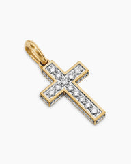Pavé Cross Pendant in 18K Yellow Gold with Diamonds, 28mm