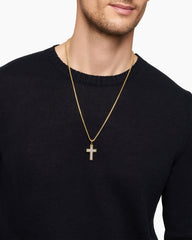 Pavé Cross Pendant in 18K Yellow Gold with Diamonds, 28mm