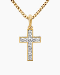 Pavé Cross Pendant in 18K Yellow Gold with Diamonds, 28mm
