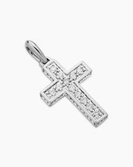 Pavé Cross Pendant in Sterling Silver with Diamonds, 28mm