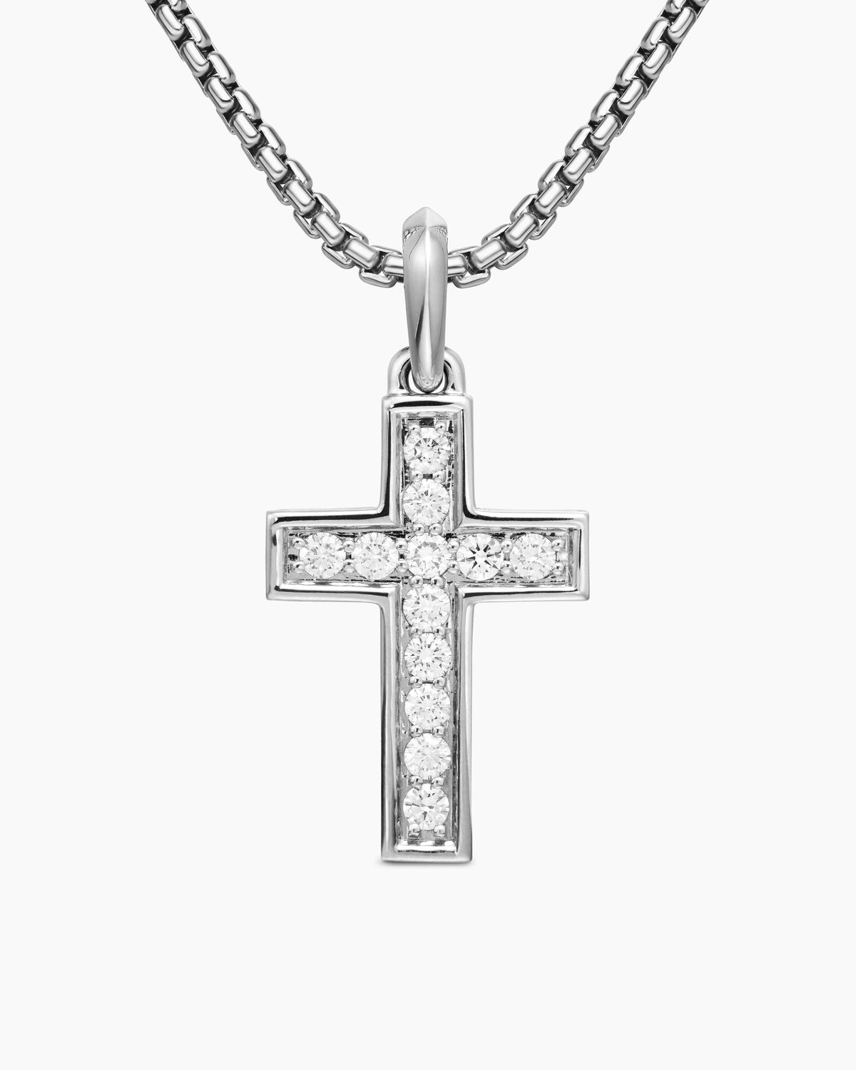 Pavé Cross Pendant in Sterling Silver with Diamonds, 28mm