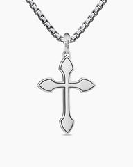 Gothic Cross Pendant in Sterling Silver with 18K Yellow Gold, 36.5mm