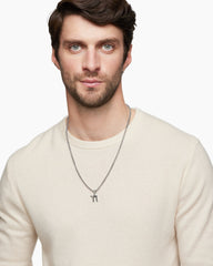 Chai Amulet in Sterling Silver with Black Diamonds, 17mm