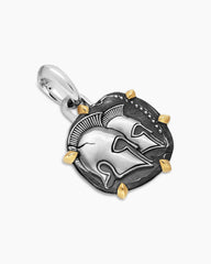 Gemini Amulet in Sterling Silver with 18K Yellow Gold, 23mm