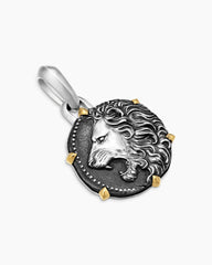 Leo Amulet in Sterling Silver with 18K Yellow Gold, 23mm