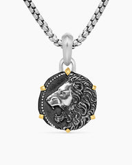 Leo Amulet in Sterling Silver with 18K Yellow Gold, 23mm