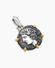 Virgo Amulet in Sterling Silver with 18K Yellow Gold, 23mm