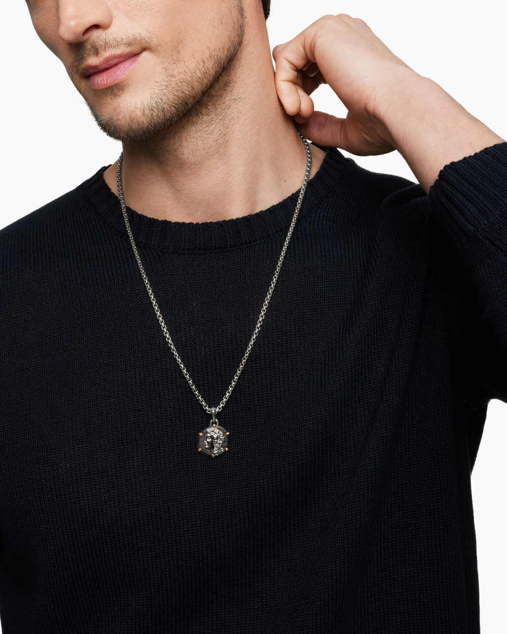 Virgo Amulet in Sterling Silver with 18K Yellow Gold, 23mm