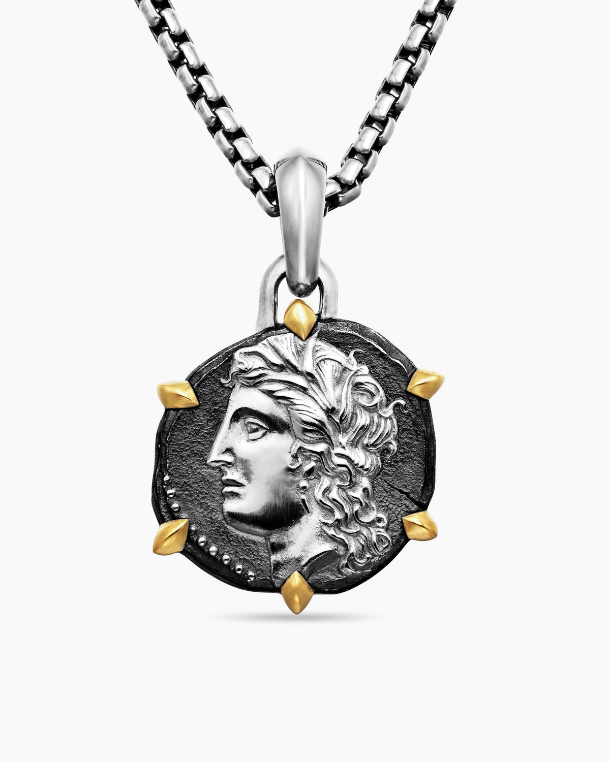 Virgo Amulet in Sterling Silver with 18K Yellow Gold, 23mm