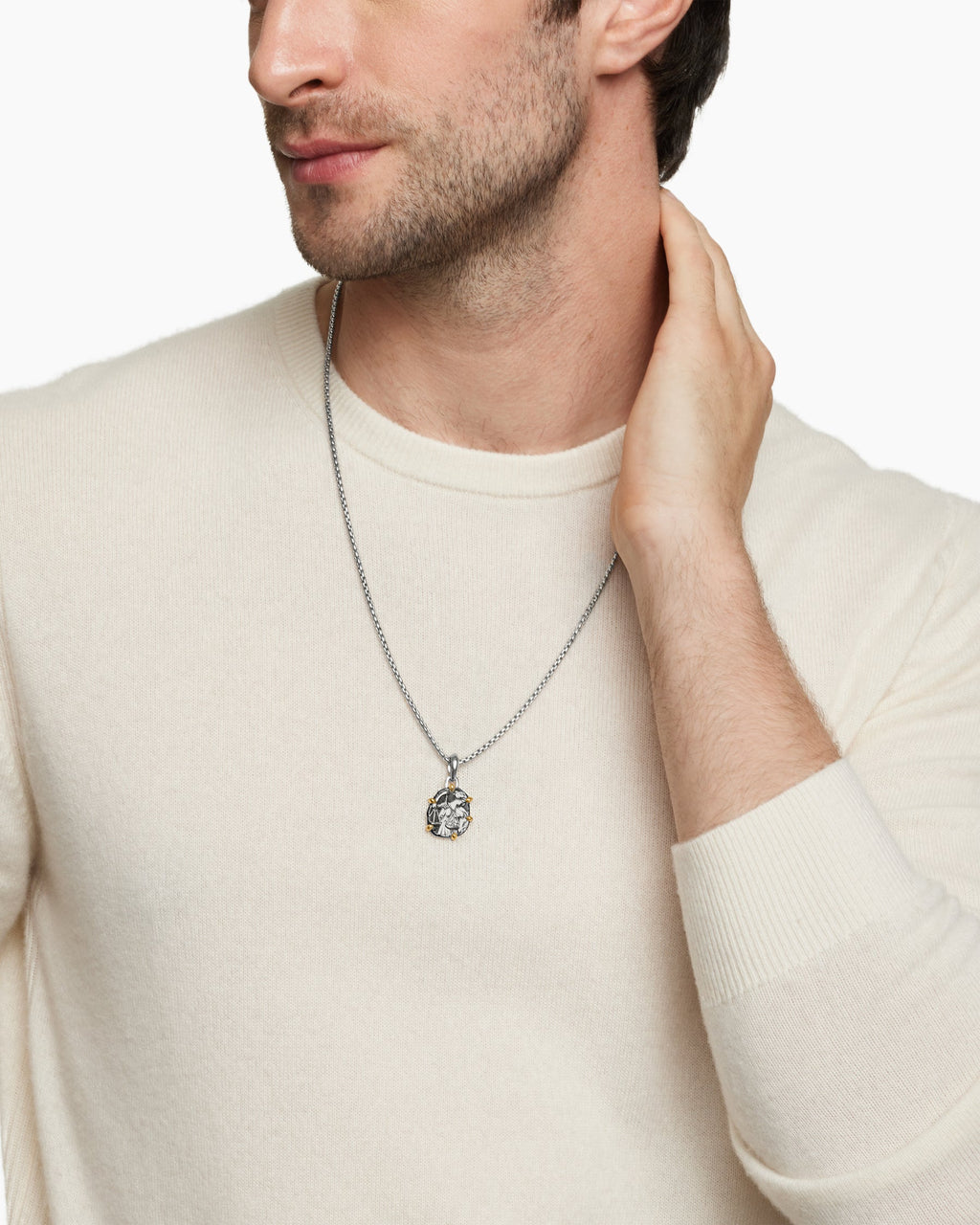 Libra Amulet in Sterling Silver with 18K Yellow Gold, 23mm