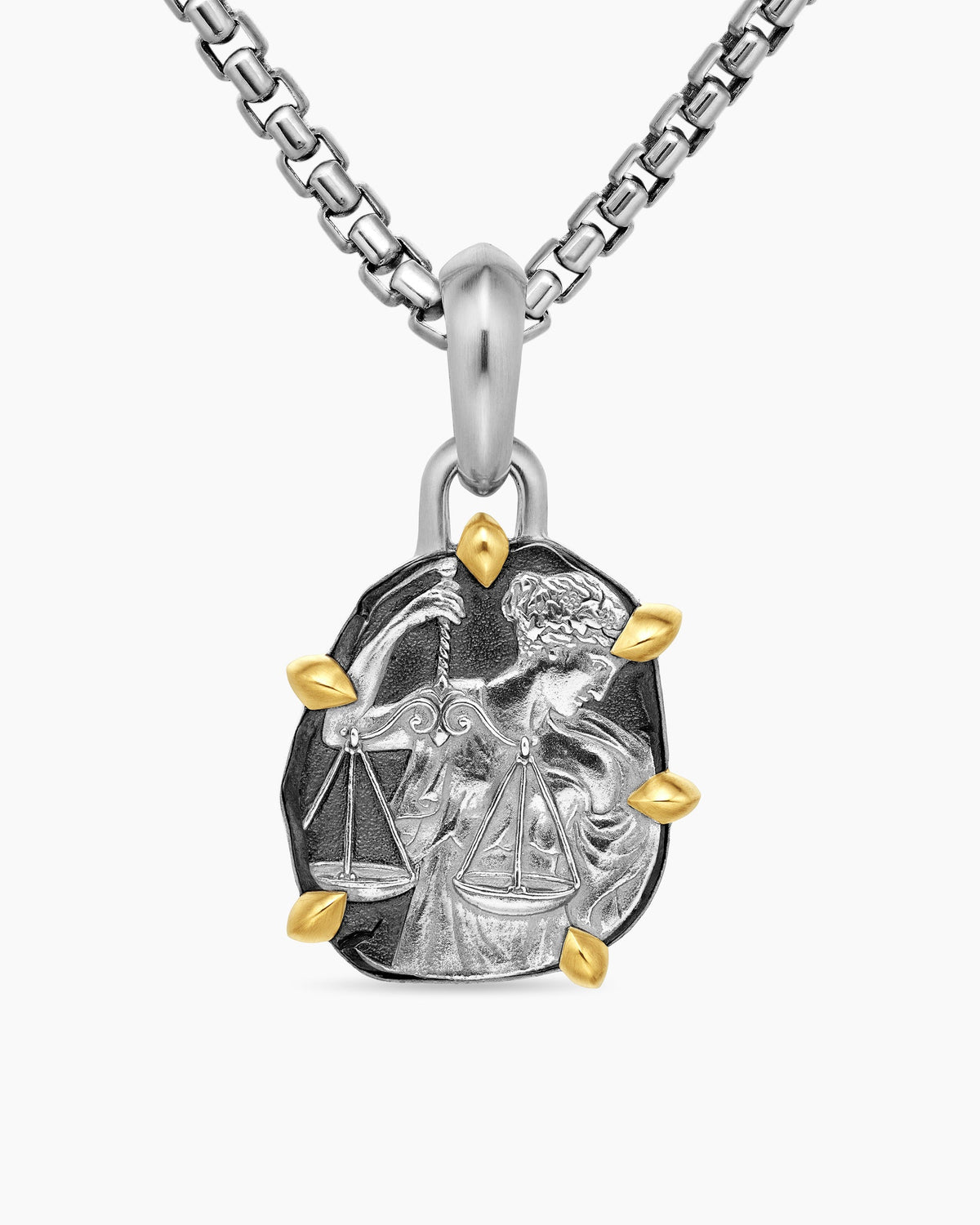 Libra Amulet in Sterling Silver with 18K Yellow Gold, 23mm