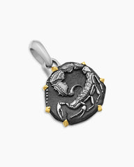 Scorpio Amulet in Sterling Silver with 18K Yellow Gold, 23mm