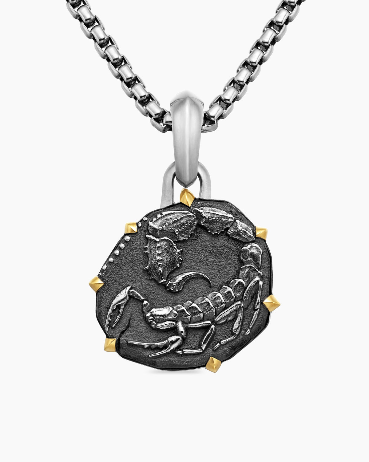 Scorpio Amulet in Sterling Silver with 18K Yellow Gold, 23mm