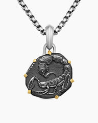 Scorpio Amulet in Sterling Silver with 18K Yellow Gold, 23mm