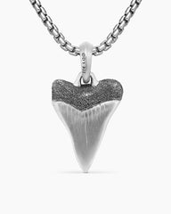 Shark Tooth Amulet in Sterling Silver with Black Diamonds, 25.8mm