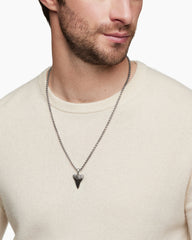Shark Tooth Amulet in Sterling Silver with Black Diamonds, 25.8mm