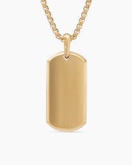 Chevron Tag in 18K Yellow Gold with Diamond Baguettes, 35mm