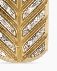 Chevron Tag in 18K Yellow Gold with Diamond Baguettes, 35mm