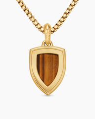 Shield Amulet in 18K Yellow Gold with Tiger’s Eye and Cognac Diamonds, 27mm