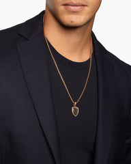 Shield Amulet in 18K Rose Gold with Black Sun Stone and Cognac Diamonds, 27mm