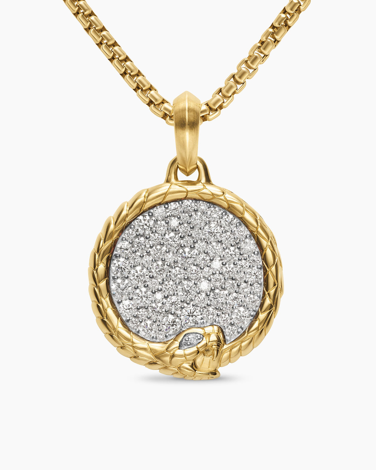 Ouroboros Amulet in 18K Yellow Gold with Diamonds, 25mm