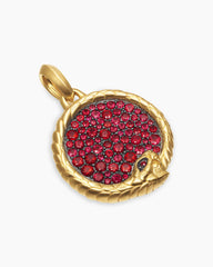 Ouroboros Amulet in 18K Yellow Gold with Rubies, 25mm