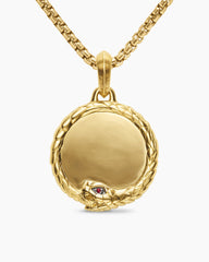 Ouroboros Amulet in 18K Yellow Gold with Rubies, 25mm