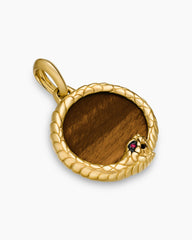 Ouroboros Amulet in 18K Yellow Gold with Tiger’s Eye and Ruby, 25mm