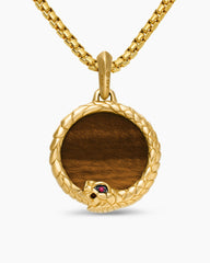 Ouroboros Amulet in 18K Yellow Gold with Tiger’s Eye and Ruby, 25mm