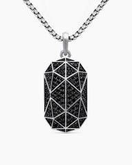 Faceted Amulet in Sterling Silver with Black Diamonds, 36.3mm