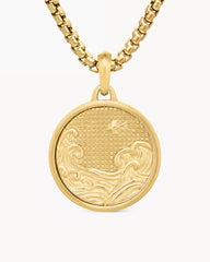 Water and Fire Duality Amulet in 18K Yellow Gold, 24mm