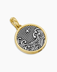 Water and Fire Duality Amulet in Sterling Silver with 18K Yellow Gold, 24mm