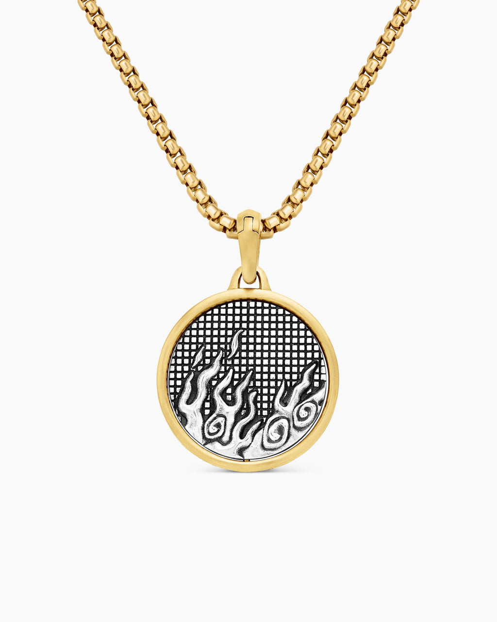 Water and Fire Duality Amulet in Sterling Silver with 18K Yellow Gold, 24mm