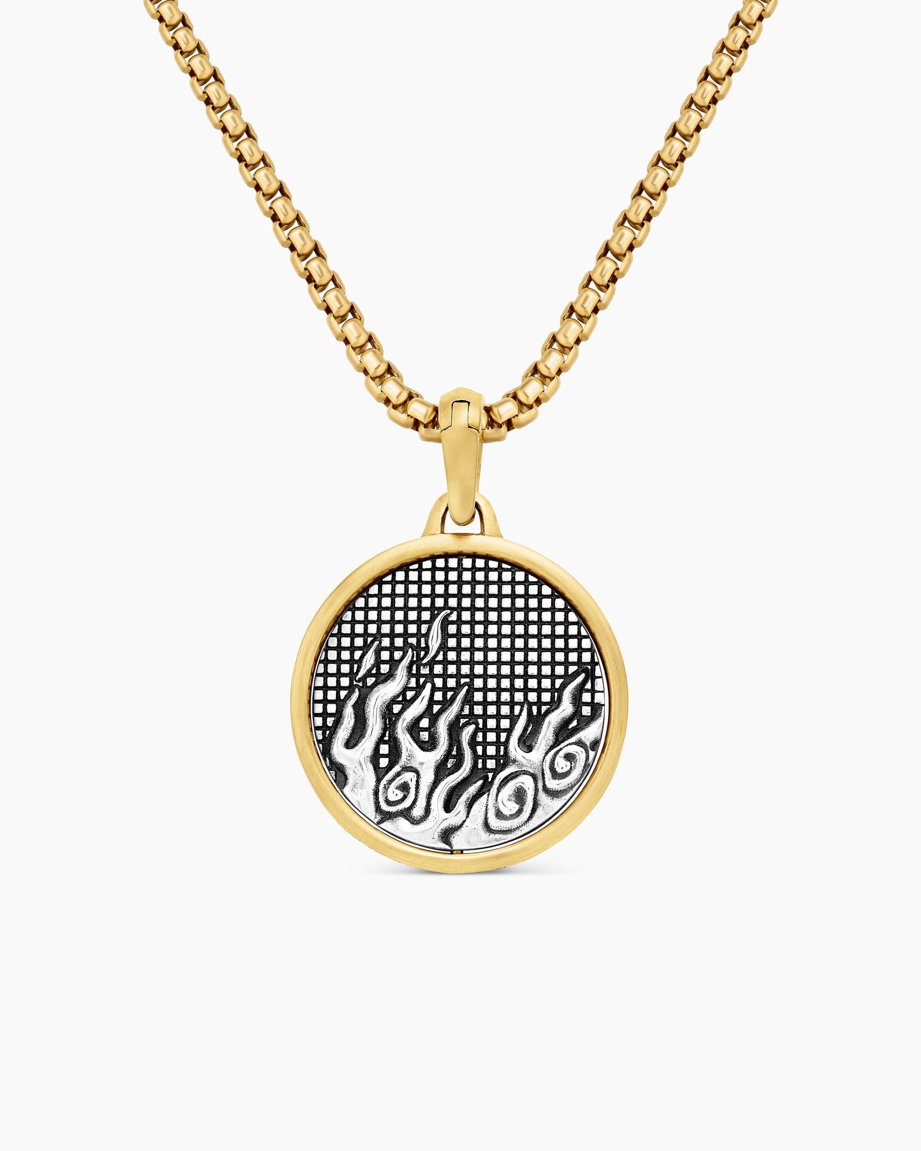 Water and Fire Duality Amulet in Sterling Silver with 18K Yellow Gold, 24mm