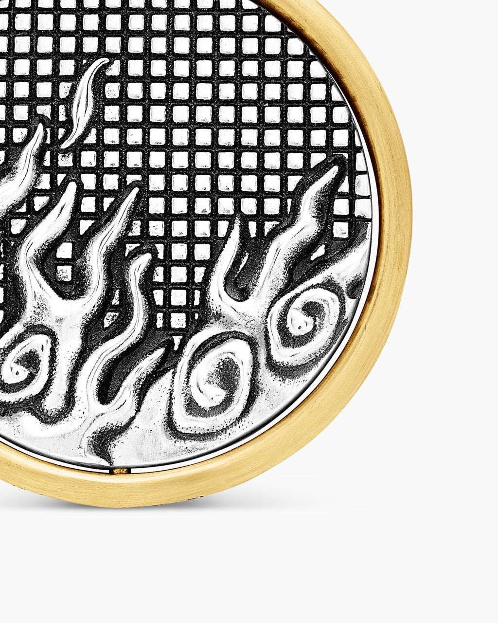 Water and Fire Duality Amulet in Sterling Silver with 18K Yellow Gold, 24mm