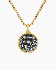 Water and Fire Duality Amulet in Sterling Silver with 18K Yellow Gold, 24mm