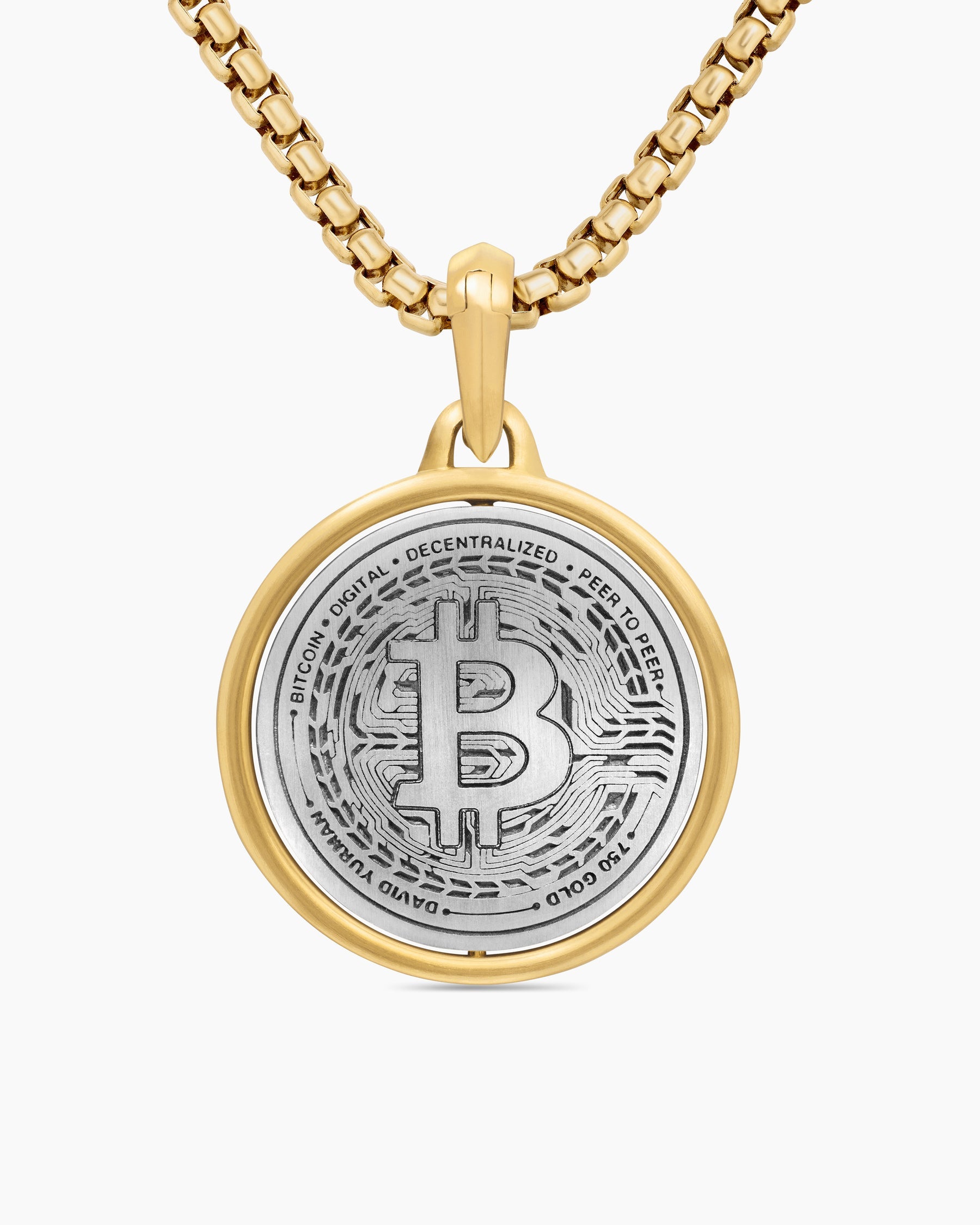 Currency Duality Amulet in Sterling Silver with 18K Yellow Gold, 24mm