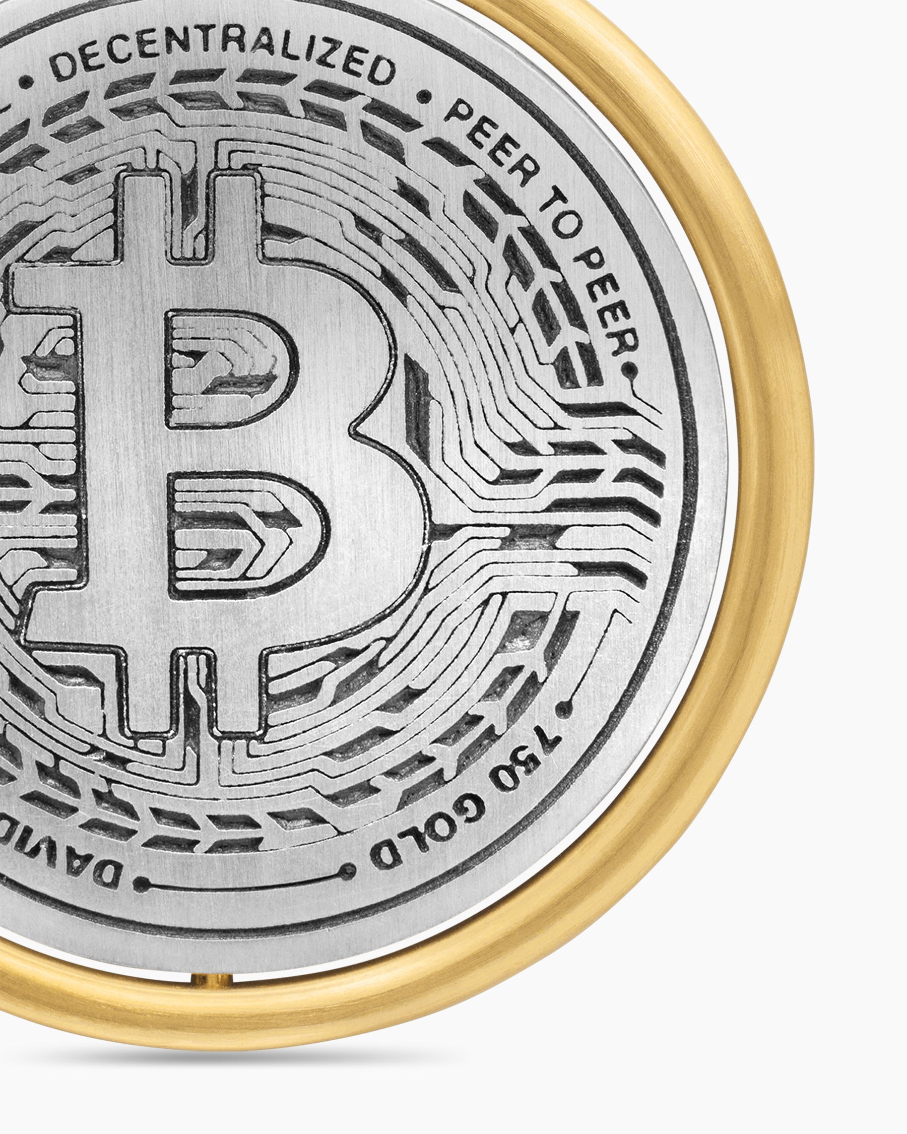 Currency Duality Amulet in Sterling Silver with 18K Yellow Gold, 24mm