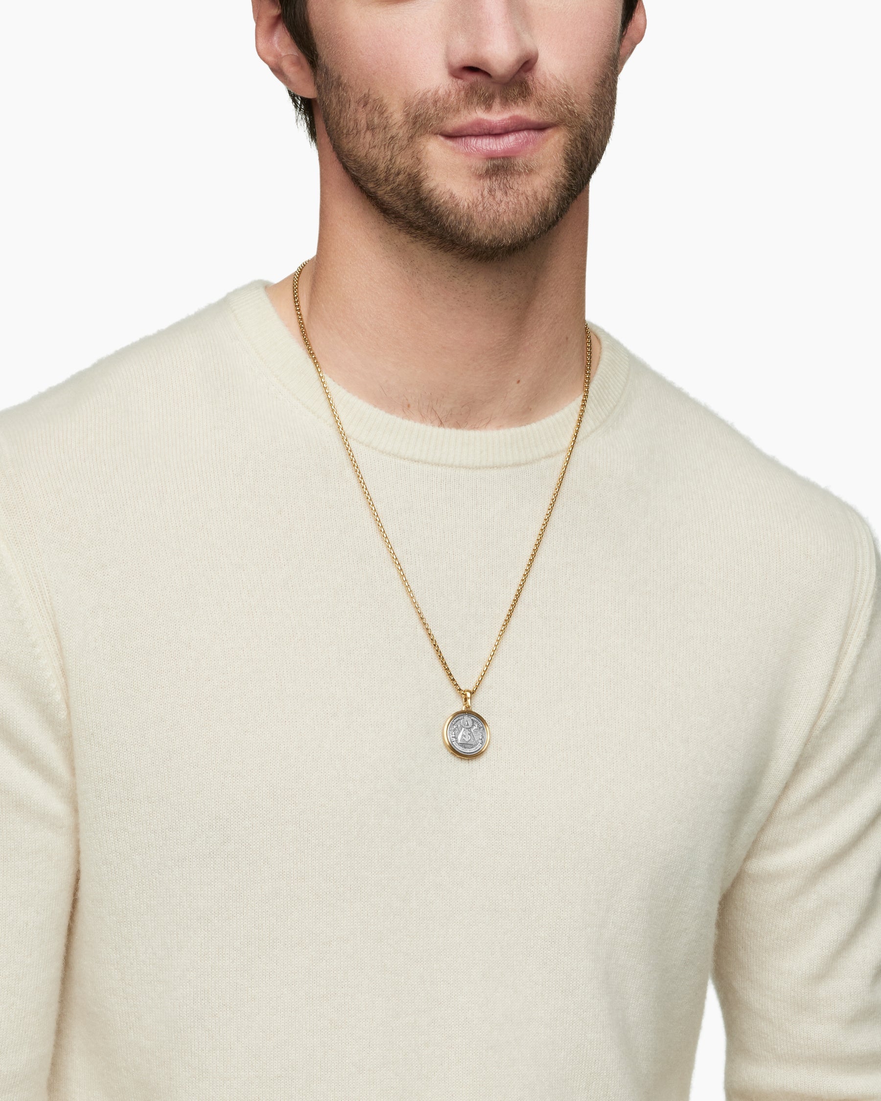 Currency Duality Amulet in Sterling Silver with 18K Yellow Gold, 24mm