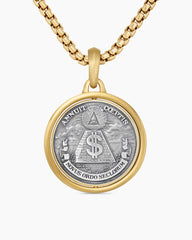 Currency Duality Amulet in Sterling Silver with 18K Yellow Gold, 24mm