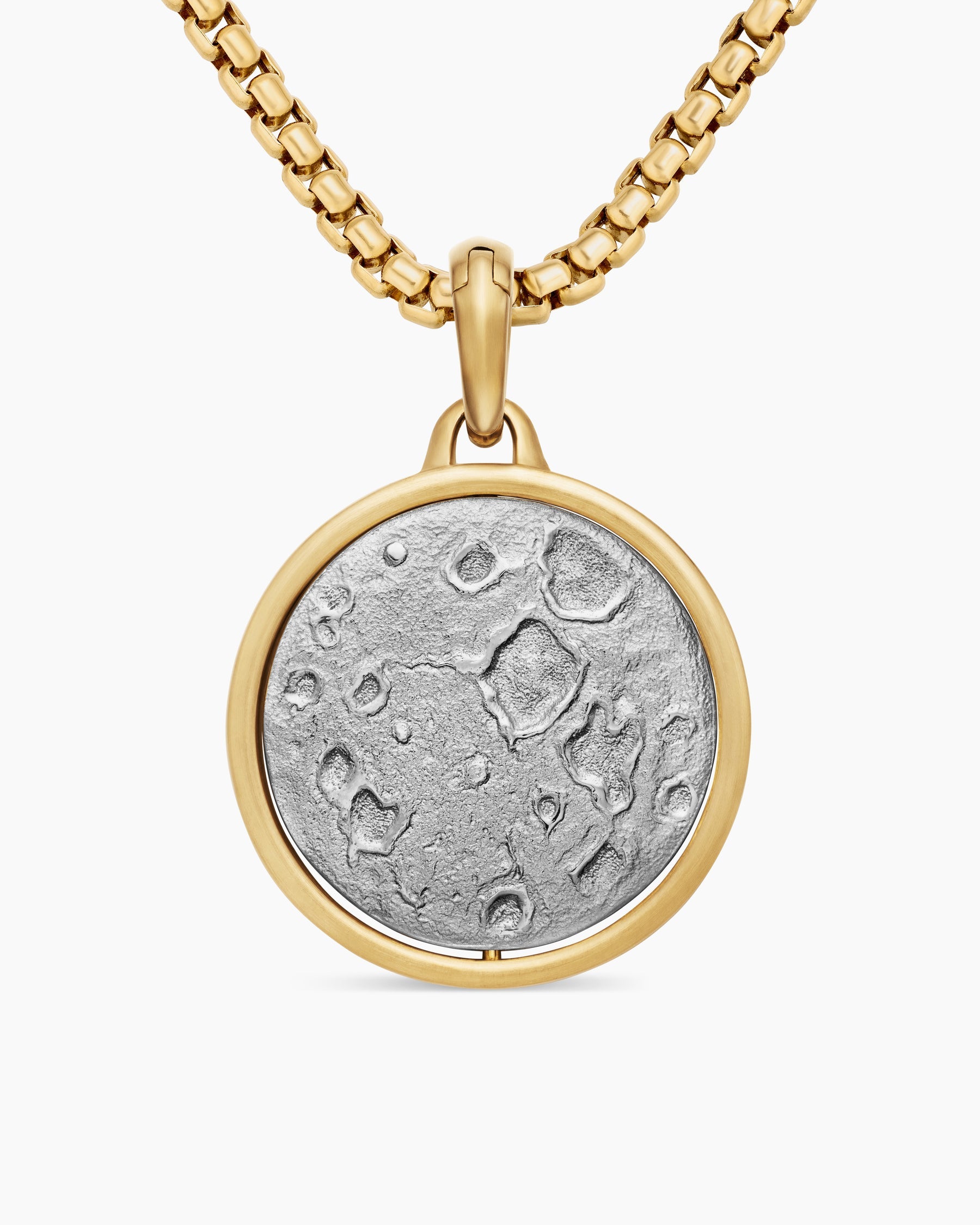 Earth and Moon Duality Amulet in Sterling Silver with 18K Yellow Gold, 24mm