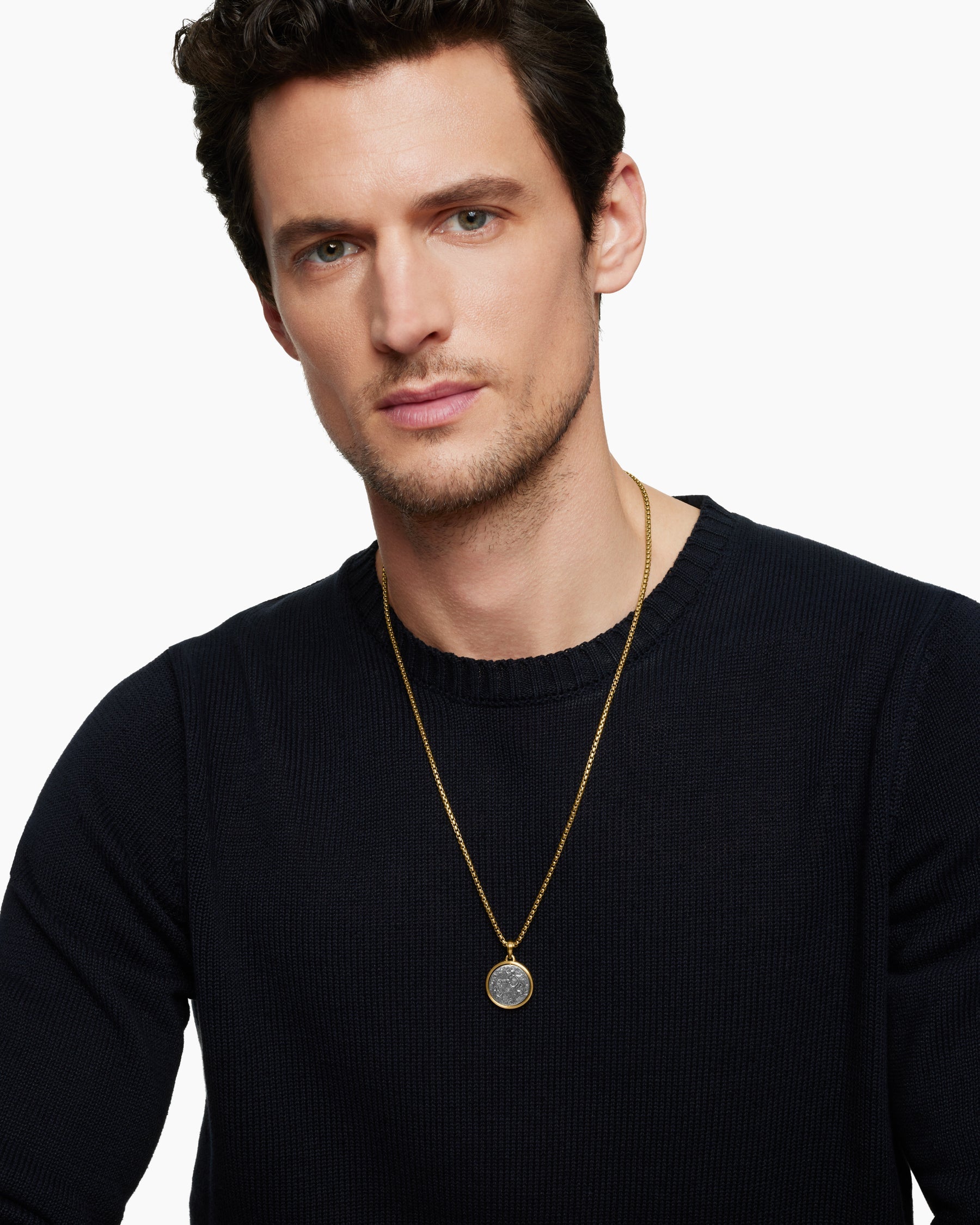 Earth and Moon Duality Amulet in Sterling Silver with 18K Yellow Gold, 24mm