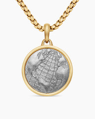 Earth and Moon Duality Amulet in Sterling Silver with 18K Yellow Gold, 24mm