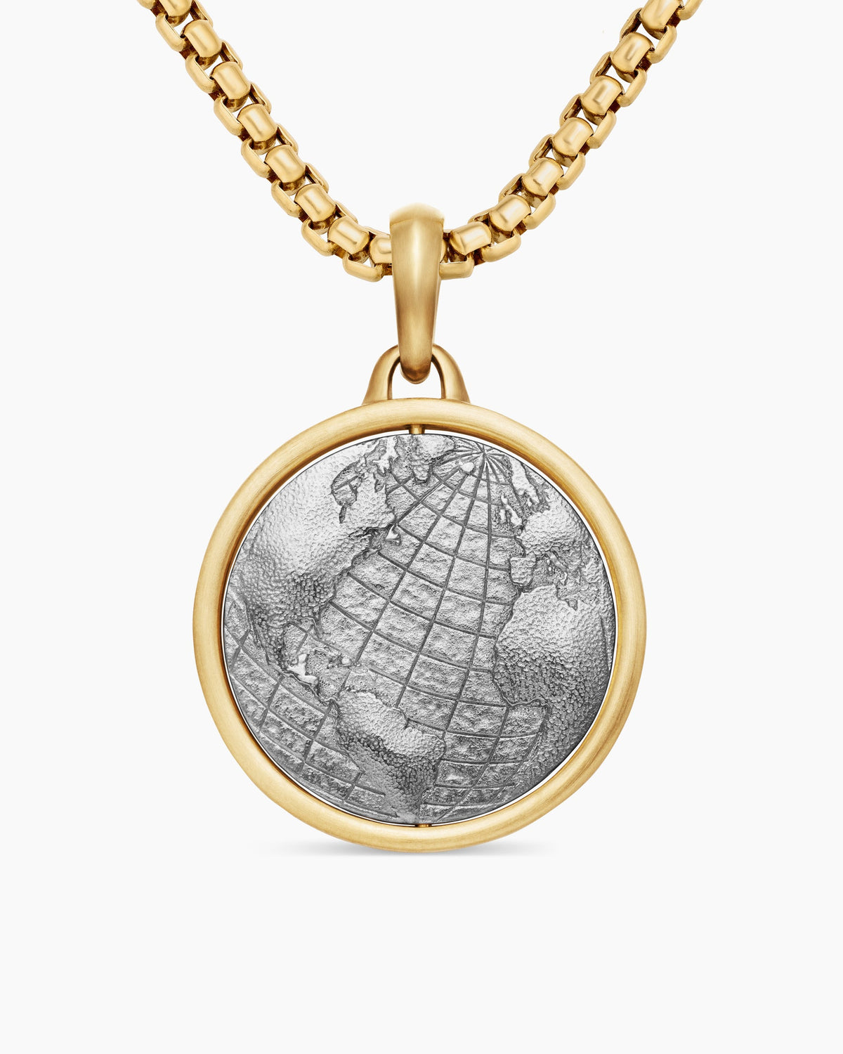 Earth and Moon Duality Amulet in Sterling Silver with 18K Yellow Gold, 24mm