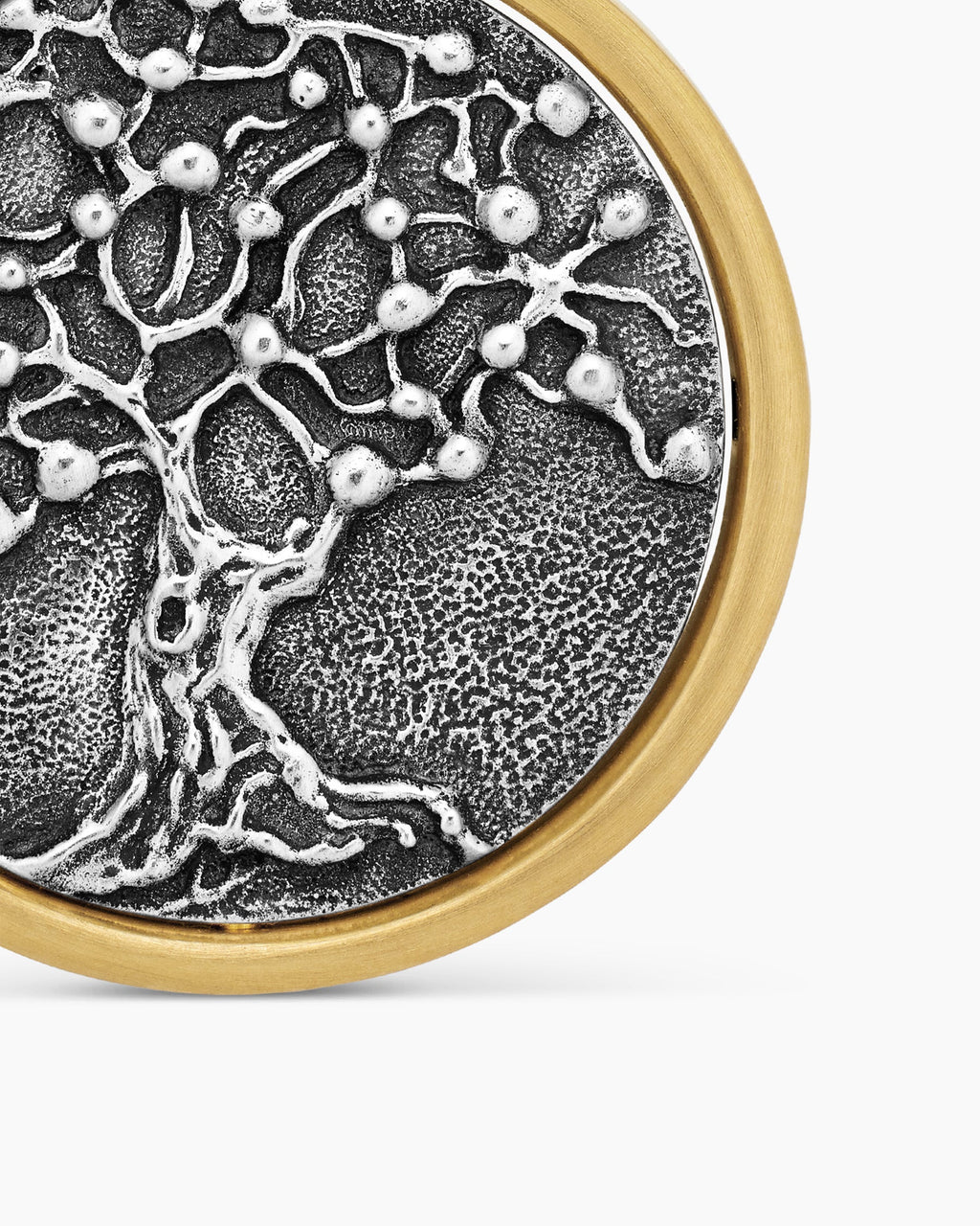 Life and Death Duality Amulet in Sterling Silver with 18K Yellow Gold, 24mm