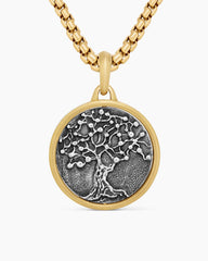 Life and Death Duality Amulet in Sterling Silver with 18K Yellow Gold, 24mm