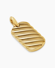 Sculpted Cable Tag in 18K Yellow Gold, 27mm