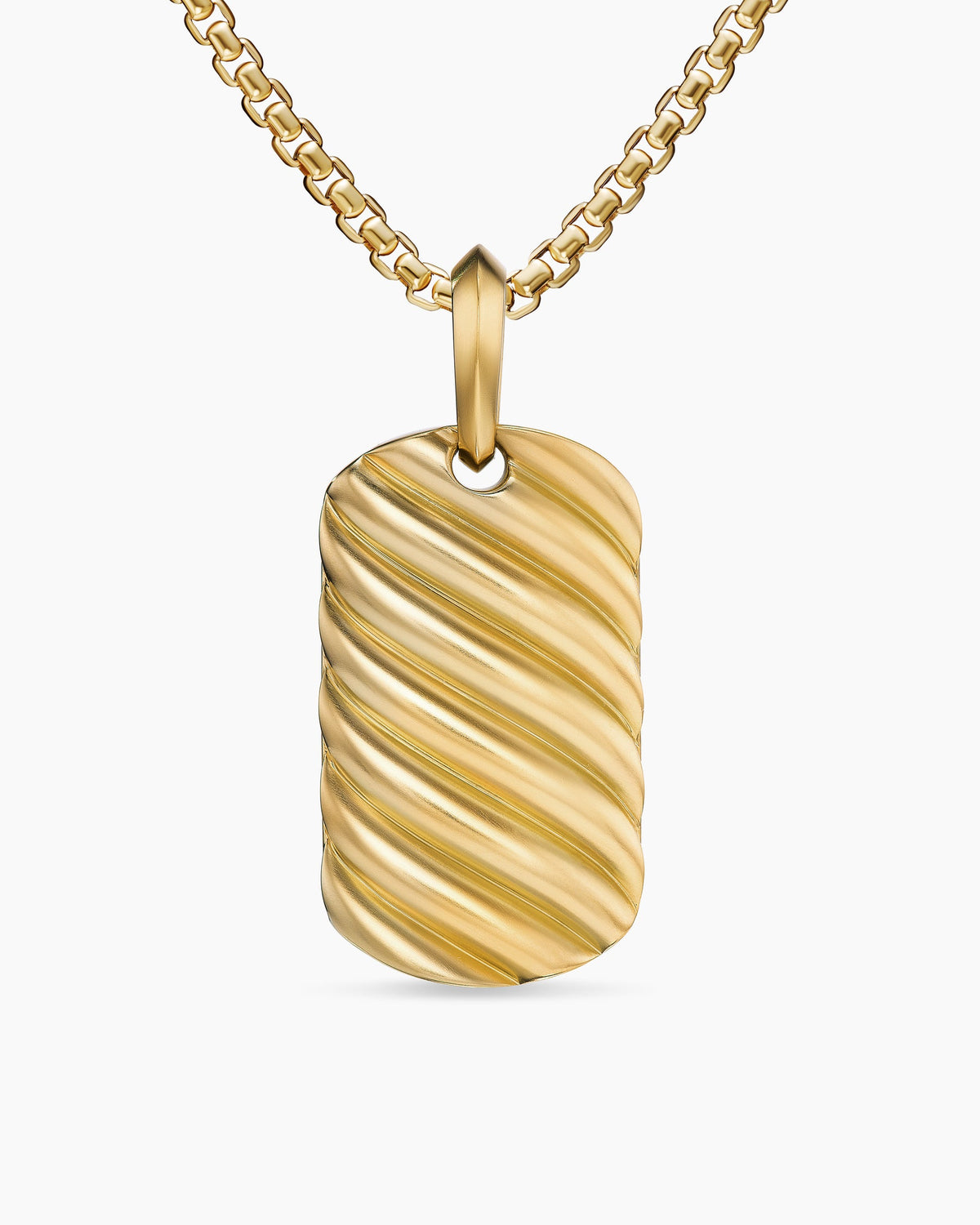 Sculpted Cable Tag in 18K Yellow Gold, 27mm