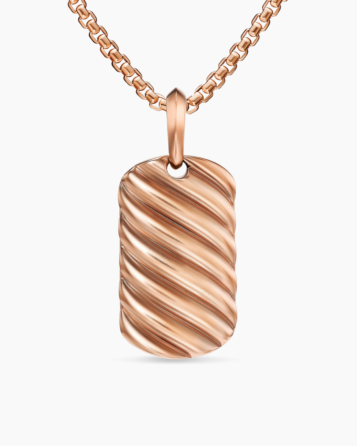 Sculpted Cable Tag in 18K Rose Gold, 27mm
